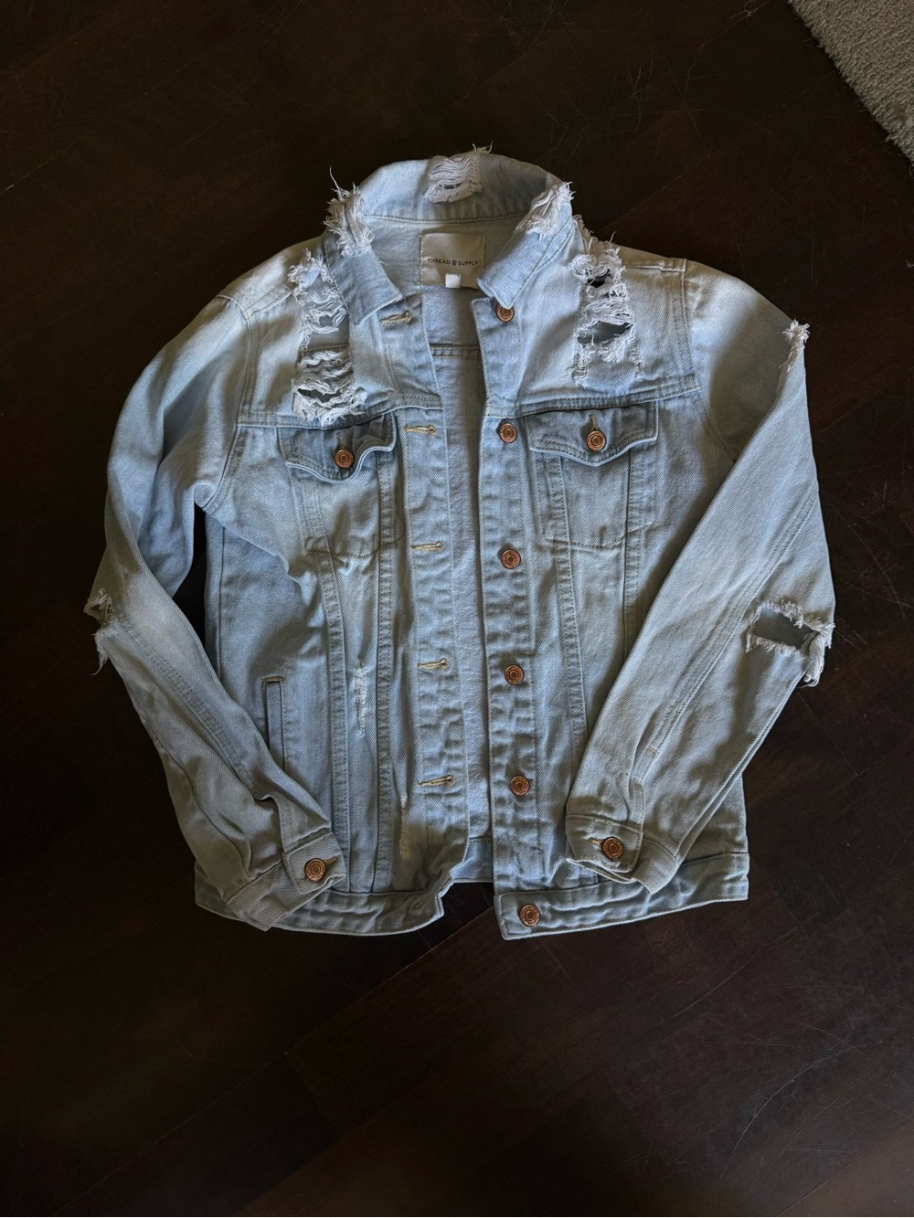 Small Thread & Supply Distressed Denim Jacket